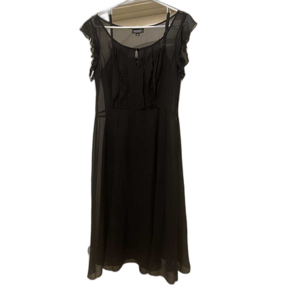 Adrianna Papell Women's Black Dress Size 6, Layered Sheer